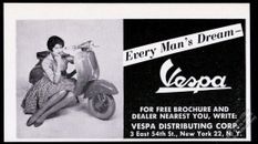 1959 Vespa Scooter moped & pretty woman photo Every Man's Dream vintage print ad