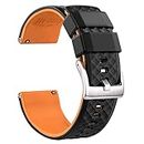 Ritche Silicone Watch Bands 18mm 20mm 22mm Quick Release Rubber Watch Bands for Men Women, Mens, Black/Pumpkin Orange/Silver, 22MM