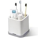 White Toothbrush Holder for Bathroom Detachable for Easy Clean 5 Slots Electric Toothbrush & Toothpaste Caddy for Family & Kids on Bathroom Vanity, Sink, and countertop