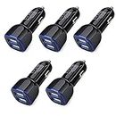 Car Charger iPhone, 5Pack 2.4A 12V USB Adapter Car Cigarette Lighter USB Charger Car Plug for iPhone 15 14 13 12 11 Pro SE XR XS X 8 7 6 6S, Samsung Galaxy S23 S22 S21 S20 S10 S9 S8 S7,Android,Kindle