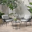 DEVOKO Stylish and Durable Furniture 3-Piece Patio Set - Perfect for Outdoor Entertaining and Relaxing on Your Patio or Deck (Black and offwhite)