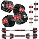 LEADNOVO 44Lbs 66Lbs 88Lbs 3 in 1 Adjustable Weights Dumbbells Barbell Set, Home Fitness Gym Workout Exercise Training with Connecting Rod for Men Women