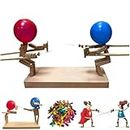 Donubiiu 2024 New Handmade Wooden Fencing Puppets, Balloon Bamboo Man Battle, Wooden Bots Battle Game for 2 Players, Fast-Paced Balloon Fight, Adult Party Games for Groups (30cm * 5mm,1Set)