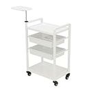 GreenLife® Professional Metal 4 Shelves Spa Medical Beauty Eyelash Extension Rolling Trolley Cart (White)