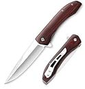 Benkey Folding Pocket Knife, Sharp and Solid D2 Blade Wood Handle, Flipper Camping Folding Knife with Liner Lock Good for EDC Outdoor Survival Camping Collection