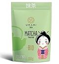 Umami Tè Verde Matcha BIO in Polvere - Qualità Premium, Coltivato a Uji, Kyoto (Giappone) da agricoltura Biologica. 50g