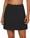 Ekouaer Women Golf Skort Lightweight Breathable Comfy Athletic Active Skirt with Shorts S-XXL Black