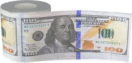 Papel higiénico de 240 hojas broma broma dinero, billete de 100 dólares, 1 rollo