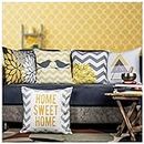 Amazon Brand - Umi Yellow Satin 250TC Cushion Pillow Covers, Yellow, Set of 5 (16X16 Inches, Iris Yellow)
