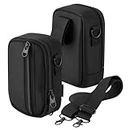 CaSZLUTION Travel Case for Digital Camera, Small Camera Storage Bag(Fit Camera Size<5.3"x3.1"x2.1") with Belt Loop and Strap Compatible with Medium Point and Shoot Camera Vlogging Camera, Black
