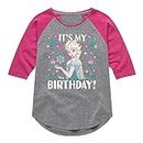 Disney Frozen - Elsa It's My Birthday - Toddler & Youth Girls Raglan Graphic T-Shirt - Size 2T