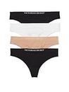 Victoria's Secret Seamless Thong Underwear Pack, Smooth Fabric, Panties for Women, 4 Pack, Multi (L)
