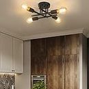 Asnxcju 4-Light Hallway Semi Flush Mount Light Fixtures, Farmhouse Black Light Fixtures Ceiling Mount, Indoor Close to Ceiling Lighting for Kitchen Entryway Bedroom Foyer (Bulb Not Included)