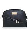 AEROPOSTALE AERO_SB_13 Textured Kylie Vegan Leather Sling Bag with Zipper pocket Adjustable non-detachable strap Metal Buckle (Black)