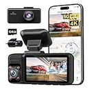 REDTIGER 4K 3 Channel Dash Cam 5G WiFi Built-in GPS, Free 64GB Card, 2160P+1080P+1080P Front and Rear Inside Loop Recording, Triple Car Camera with 3 Inch Screen, IR Night Vision, WDR, Parking Mode