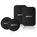 UGREEN Metal Plate for Cell Phone Magnet Holder Magnetic Strong Adhesive Sticker, 2 Round and 2 Rectangle Black