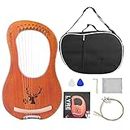 Lyre Harp Set, Gig Bag, Tuning Wrench, Extra String and Pick, Best Gifts For Music Enthusiast Adult, Beginners (10 String - A)
