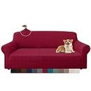 Granbest Stylish Rhombus Thick 3 Seater Sofa Cover Elastic Fashion Fabrics Couch Cover Non-Slip Furniture Protector for Kids Pets Living Room (3 Seater, Wine Red)