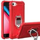 Cavor for iPhone SE 2020/ SE 2022 Case,iPhone 6 6s 7 8 Case,360°Rotation Ring Holder Kickstand [Work with Magnetic Car Mount] Shockproof Scratch-Resistant Protective Cover (4.7")-Red