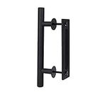 Metal Barn Door Handle Pull, Slick Surface Sturdy Easy Install Carbon Steel Barn Door Lock with Screw for Bedroom Closet Shed Gate(Black)