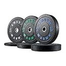 AMGYM Bumper Plates, 2-Inch Olympic Weight Plates for Weight Lifting and Strength Training, Pairs or Sets(160LB Set)