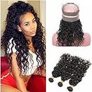 Ruma Hair Wet And Wavy 360 Lace Band Frontal Closure 22.5x4x2'' With Bundles Brazilian Water Wave Virgin Human Hair Weaves With Pre Plucked 360 Full Lace Frontals (12+12 12 12)