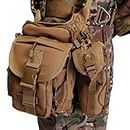 ANTARCTICA Waterproof Military Tactical Drop Leg Pouch Bag Type B Cross Over Leg Rig Outdoor Bike Cycling Hiking Thigh Bag, Brown