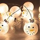 ITART Snowman Ball String Lights Cute Christmas String Lights Battery Operated 10 LEDs Lighted 2.36-Inch Ball Christmas Décor Indoor Outdoor Home Garden Festival Wedding Party Starry Lighting
