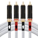 Pair OCC Silver Plated Wire HIFI Audio Audiophile Phono RCA Interconnect Cable