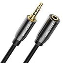 deleyCON 2m Headset Extension Headphone AUX 3,5mm Jack CTIA 4 Broches TRRS Microphone Extension Cable Stereo Audio Metal Plug PC Mobile Phone Smartphone Tablet HiFi Receiver (Extra Thin & Flexible)