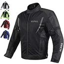ALPHA CYCLE GEAR HI VIS MESH MOTORCYCLE JACKET FOR MENS RIDING BIKERS RACING DUAL SPORTS BIKE ARMORED PROTECTIVE... (BLACK, SMALL)