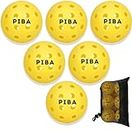 PiBa Sports Nahtlose Outdoor Picklebälle - 6er Set, Gelb, 23,5cm Umfang, 40 Löcher, Ideal für Freizeit und Profisport
