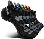 BULLIANT Men Running Socks 6Pairs-Athletic Cushioned Ankle Socks Breathable Wicking for Men Walking-Arch Support(6Pairs,Shoes Size:Men 10-12)