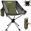 RODANNY Camping Chairs, 360°Degree Swivel Hunting Chair，Lightweight Portable Folding Camping Chairs for Adults, Foldable Outdoor Chairs for Travel Camping Hiking Fishing Beach,Supports 330Lbs(Green)