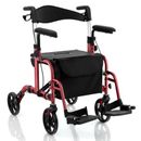 Costway Folding Rollator Walker with Seat and Wheels Supports up to 300 lbs-Red