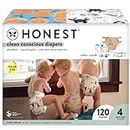 The Honest Company Super Club Box Diapers with TrueAbsorb Technology, Space Travel & Trains, Size 4, 120 Count