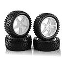 Chanmoo 4PCS 1/10 RC Off Road Car Tires 12mm Hex Wheels and 87mm Rubber Buggy Tyres for 1:10 Scale Off-Road Car Tamiya HSP 94107 94166 94106 94155 (White)