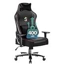 Fantasylab Big and Tall Gaming Chair 400lbs Gaming Chair with Massage Lumbar Pillow, Headrest, 3D Armrest, Metal Base, PU Leather