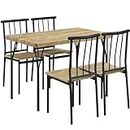 Yaheetech 5 Piece Dining Table and Chairs Set Breakfast Kitchen Table Set for 4 Rectangular Dining Table with 4 Chairs, Space Saving Design, Dining Table for Kitchen/Restaurant/Apartment, Brown