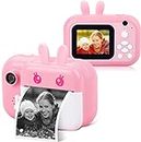 Leqtroniq 40MP Instant Digital Camera for Kids with Print Paper, Child Video Camcorder & Selfie Camera Toy 2.4 Inch Screen & 32GB TF Card (Pink)