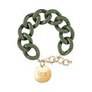 ICE - Jewellery - Chain Bracelet - Khaki - Gold - Bracelet Mailles XL de Couleur Kaki pour Femmes Fermé d'Une Médaille Dorée (020923)