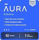 Aura Antivirus | Internet Security | 10 Devices | Includes VPN, Password Manager, Breach Alerts, Anti-Track, Dark Web Monitoring | Antivirus Plan, 1 Year Prepaid Subscription [PC/Mac Online Code]