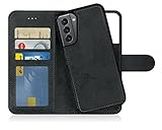 MyGadget Cover per Samsung Galaxy S21 - Custodia Libretto Magnetica - Portafoglio Flip Wallet Case - Porta Carte in Similpelle PU Removibile Grigio Nero