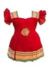 Amba Collection Boutique Girl's New Traditional Ethnic Wear Cotton Plain Irkal Sleeves Freel Frock… Red