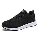 WYSBAOSHU Women's Breathable Running Sneakers Ladies Running Shoes Lightweight Walking Sport Tennis Athletic Gym Shoes Casual Lace Up Trainers Black 8 US