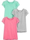 Simple Joys by Carter's Short-Sleeve Shirts And Tops, Pack of 3 Camicia, Grigio Puntinato/Rosa/Verde Menta, 4 Anni (Pacco da 3) Bambina
