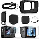 ADOFYS Mount Accessories Kit for GoPro Hero 10/Hero 9 Black, Includes Replacement Side Door+6PCS Tempered Glass Screen Lens Protector+Lens Cover Cap+Silicone Sleeve Case.