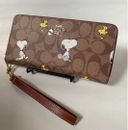 Coach X Peanuts Long Zip Around Wallet With Snoopy Woodstock/Friends CE705 New