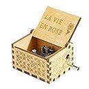 EITHEO Wooden Uniq Carved Hand Crank LA-Vie-EN-Rose Theme Music Box