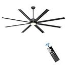 Ohniyou 84" Large Industrial Ceiling Fans with Lights, Remote Control Quiet DC Ceiling Fan, Dimmable Big Ceiling Fans for Outdoor Patio Shop Living Room Garage, Black